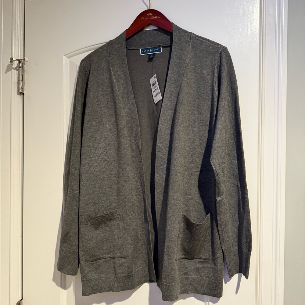 BNWT - Karen Scott Dark Gray Cardigan Sweater